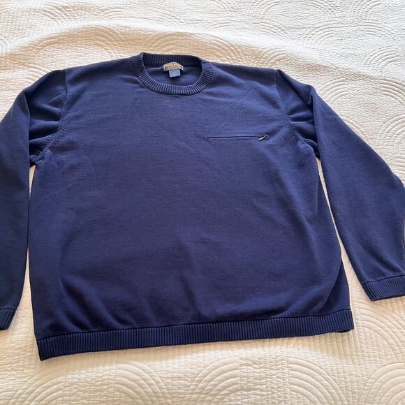 Mens Woolrich 100 % Cotton Navy Sweater - Picture 3 of 9